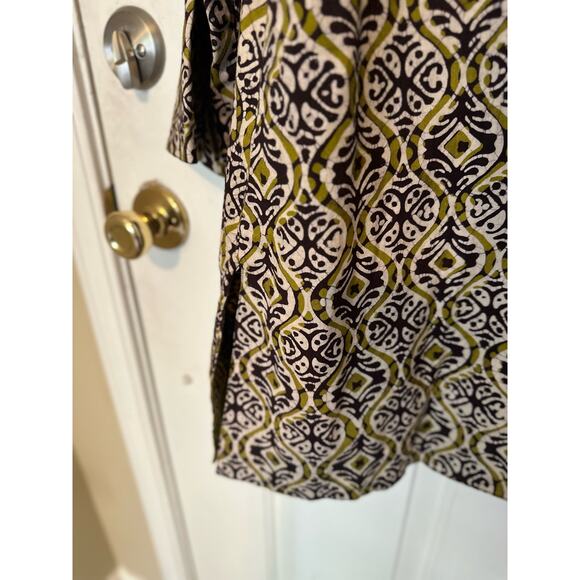 Market Place Handmade in India Jacket Ikat Artsy Boho Green Lagenlook Large - Picture 8 of 9